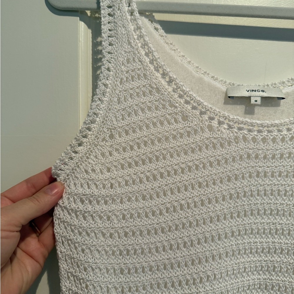 Vince Ivory Crochet Knit Top